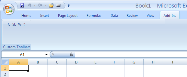 Picture of Erlang toolbar in Excel 2007